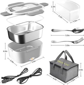 img 3 attached to 🍱 [2021 Upgrade] High-Power Electric Lunch Box Food Warmer - 3 in 1 Portable Microwave for Car and Home - 12V 24V 110V - Detachable 304 Stainless Steel Container - Includes Fork and Spoon