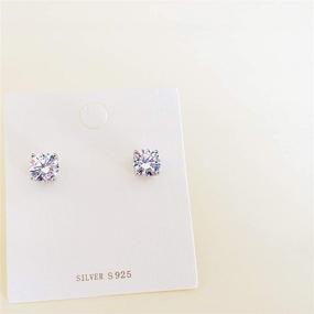 img 1 attached to 💎 Shimmering 925 Sterling Silver Stud Earrings: Elegant Round Clear Cubic Zirconia for Women, Girls, & Men