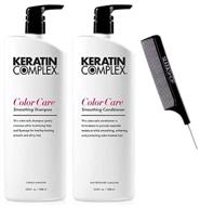 keratin complex color care smoothing shampoo & conditioner duo set (with sleek comb) - frizz-fighting, sodium chloride-free formula (large pro duo kit 33.8 oz) logo