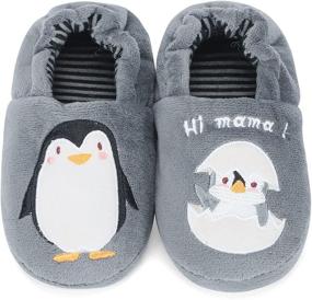 img 4 attached to 🐧 Penguin-themed Boys' Toddler Slippers: Perfect Indoor Bedroom Shoes & Adorable Footwear