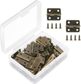 img 4 attached to Aneco 50 Pieces Antique Bronze Mini Hinges & 200 Replacement Hinge Screws Set – Retro Butt Hinges with Plastic Contain Box