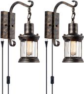 🏮 vintage rustic wall lamps: antique lantern wall sconce set in oil rubbed bronze, perfect farmhouse interior lighting for bedroom, bathroom, living room, and café - 2 pack logo