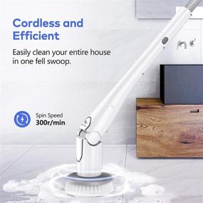 img 3 attached to Tilswall Cordless Electric Spin Scrubber: Grout Shower 360 Power Bathroom Cleaner with 4 Rotating Brush Heads, Tool-Free Adjustable Extension Handle. Ideal for Tile, Floor, Bathtub Cleaning.