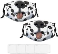 🐾 dalmatian sports half face mask - unisex sun uv dust protection bandana with adjustable neck gaiter - pack of 2 & 4 replaceable filters logo