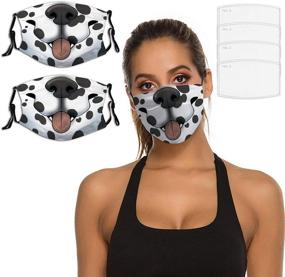 img 3 attached to 🐾 Dalmatian Sports Half Face Mask - Unisex Sun UV Dust Protection Bandana with Adjustable Neck Gaiter - Pack of 2 & 4 Replaceable Filters