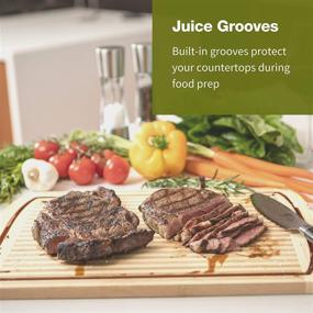 img 1 attached to 🔪 Bamboo Cutting Board with Juice Grooves - Premium Kitchen Chopping Board for Meat, Cheese, and Vegetables - 17 x 12 Inches - Anti-Microbial