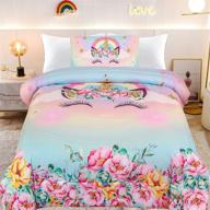 🦄 htgroce girls unicorn twin comforter set, super soft microfiber bedding, twin size 68"x 86", 1 quilt + 1 pillow sham logo