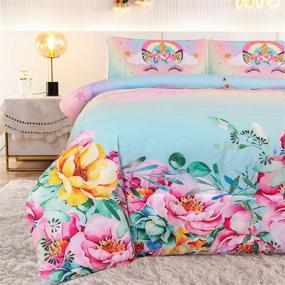 img 2 attached to 🦄 HTgroce Girls Unicorn Twin Comforter Set, Super Soft Microfiber Bedding, Twin Size 68"x 86", 1 Quilt + 1 Pillow Sham