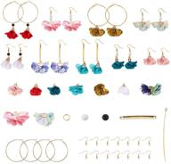 🌸 sunnyclue diy fabric cloth flower hoop earring kit - create 9 pairs of stunning 3d earrings with chiffon petals, tassels, and easy-to-follow instructions! logo