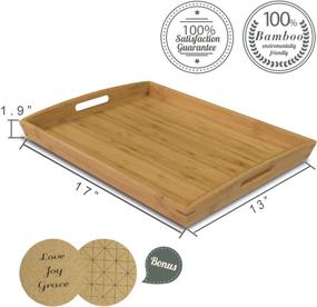 img 3 attached to Experience Elegance and Functionality with Joy Grace 100 Bamboo Wood Butler Serving Tray: Stylish Serving Platter with Convenient Handles