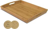 experience elegance and functionality with joy grace 100 bamboo wood butler serving tray: stylish serving platter with convenient handles логотип