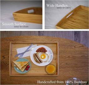 img 1 attached to Experience Elegance and Functionality with Joy Grace 100 Bamboo Wood Butler Serving Tray: Stylish Serving Platter with Convenient Handles