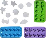 🧊 chef craft set of 3 flexible shaped ice cube trays: sun, star, flower, tree and sealife for fun party combos, in silver logo