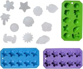 img 2 attached to 🧊 Chef Craft Set of 3 Flexible Shaped Ice Cube Trays: Sun, Star, Flower, Tree and Sealife for Fun Party Combos, in Silver