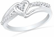 💍 sterling silver heart promise ring with round diamond (1/10 cttw), size 4.5 logo