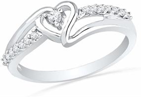 img 2 attached to 💍 Sterling Silver Heart Promise Ring with Round Diamond (1/10 cttw), Size 4.5