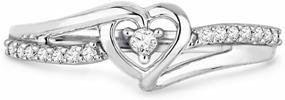 img 1 attached to 💍 Sterling Silver Heart Promise Ring with Round Diamond (1/10 cttw), Size 4.5