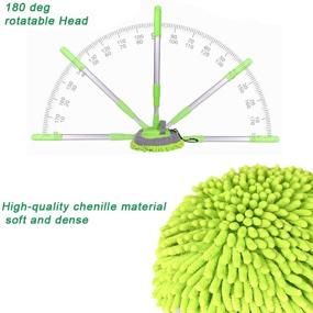 img 1 attached to 🚗 2 in 1 Chenille Microfiber Car Wash Mop Mitt with 46&#34; Aluminum Alloy Long Handle, Car Cleaning Kit Brush Duster, Scratch Free Cleaning Tool Dust Collector Supplies, 2Pcs Mop Head - Yueiehe (Green)