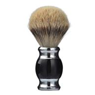 🪒 je&co silvertip badger hair shaving brush - handmade fine resin handle, stainless steel base (black) logo