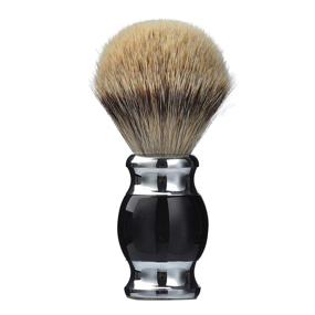 img 4 attached to 🪒 Je&Co Silvertip Badger Hair Shaving Brush - Handmade Fine Resin Handle, Stainless Steel Base (Black)