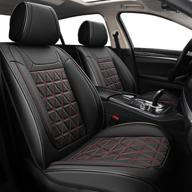 yuhcs front car seat covers - 2 pcs faux leather non-slip vehicle cushion cover interior accessories logo