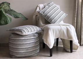 img 3 attached to 🔲 Versatile Hand Woven Indoor/Outdoor Polyester Pouf – Stylish Ottoman Footrest for Living Room, Bedroom, and Kids Room – Black White Stripes
