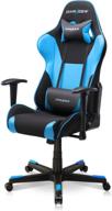 💺 black & blue formula series dxracer pc gaming chair: height adjustable recliner with ergonomic head pillow and lumbar support, racing style office computer seat logo