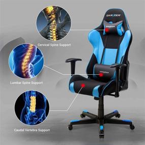 img 3 attached to 💺 Black & Blue Formula Series DXRacer PC Gaming Chair: Height Adjustable Recliner with Ergonomic Head Pillow and Lumbar Support, Racing Style Office Computer Seat