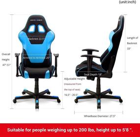 img 2 attached to 💺 Black & Blue Formula Series DXRacer PC Gaming Chair: Height Adjustable Recliner with Ergonomic Head Pillow and Lumbar Support, Racing Style Office Computer Seat