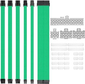 img 4 attached to 💚 Повысьте эстетику своего ПК с набором удлиненных оплетенных кабелей KOTTO ATX - 6 шт., зеленого цвета - включая регуляторы кабелей на 24 контакта, 8 контактов, 6 контактов.