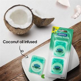 img 1 attached to 🥥 Mint Flavored Coconut Oil Dental Floss: Expanding, Long-lasting (55 Yards, 4 Count)