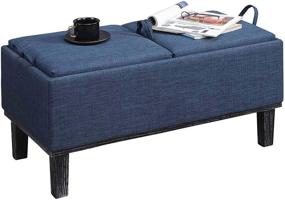 img 3 attached to 🔵 Convenience Concepts Designs4Comfort Brentwood Storage Ottoman, Blue Fabric - Stylish and Functional Storage Solution