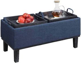 img 2 attached to 🔵 Convenience Concepts Designs4Comfort Brentwood Storage Ottoman, Blue Fabric - Stylish and Functional Storage Solution