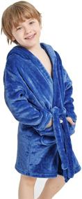 img 1 attached to 👶 Cozy and Cute: Toddler Boys' Fleece Printed Hooded Bathrobes for Comfy Sleepwear & Robes