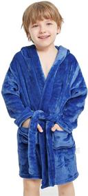 img 2 attached to 👶 Cozy and Cute: Toddler Boys' Fleece Printed Hooded Bathrobes for Comfy Sleepwear & Robes