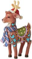 enesco jim shore heartwood creek reindeer with scarf and santa hat miniature figurine: multicolor festive decor logo