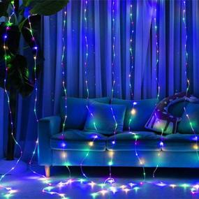 img 2 attached to Colorful Christmas Fairy Lights, Rope Curtain Lights - Multicolor Rope Waterfall Lights, 300 LED 🎄 Plug-in with 8 Modes, 9.84×9.84 FT - Ideal for Decorating Windows, Balconies, Walls, Courtyards, and More