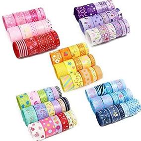 img 1 attached to 🎀 Versatile & Diverse: 60 Yards of Grosgrain and Satin Ribbon Assortment - 5 Range Options, 1 Yard per Piece, Style & Size Randomly Selected