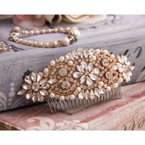 img 4 attached to 💍 Exquisite Wedding Hair Comb: Vintage Hair Accessories for Brides, Elegant Crystal Rhinestone Pearl Clips - Handmade Wedding Jewelry