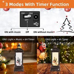 img 1 attached to 🎵 Musical LED Snow Globe Lantern Decoration with Snowman Family - USB/Battery Operated, Lighted Water Snow Globes with Glitter and 6H Timer