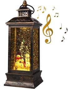 img 4 attached to 🎵 Musical LED Snow Globe Lantern Decoration with Snowman Family - USB/Battery Operated, Lighted Water Snow Globes with Glitter and 6H Timer