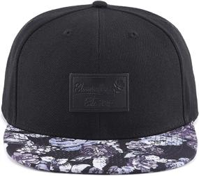 img 3 attached to Bloomouflage Brand Black Floral Snapback Sports & Fitness