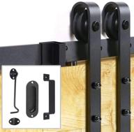 🚪 signstek 6.6 ft heavy duty sliding barn door hardware kit - smooth and quiet installation with door hook and 2 handles - fits 1 3/8-1 3/4" thickness - black (j shape hanger) logo