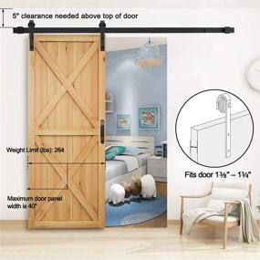 img 3 attached to 🚪 Signstek 6.6 FT Heavy Duty Sliding Barn Door Hardware Kit - Smooth and Quiet Installation with Door Hook and 2 Handles - Fits 1 3/8-1 3/4" Thickness - Black (J Shape Hanger)