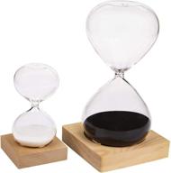 ⏳ suwimut hourglass sand timer set - 30 minute and 5 minute sand clock timers for office, home, desk decoration and time management tool with wooden base stand (black and white) logo