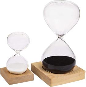 img 4 attached to ⏳ Suwimut Hourglass Sand Timer Set - 30 Minute and 5 Minute Sand Clock Timers for Office, Home, Desk Decoration and Time Management Tool with Wooden Base Stand (Black and White)