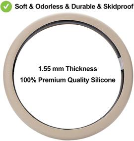 img 1 attached to 🚗 Premium 14-15 Inch Slim Steering Wheel Cover – Beige Leather Texture, Comfortable Non-Slip Grip, Ideal Car SUV Truck Van Decoration