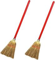 🧹 rocky mountain goods small broom for kids and toddlers: durable toy broom with solid wood handle and natural broom corn bristles - ideal 34" kids size - heavy duty quality (2-pack) logo