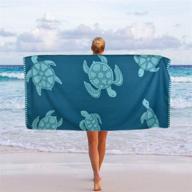 🐢 ikfashoni sea turtle beach towel: large microfiber oversized towel for sand-free bath, travel, outdoor, pool, sport, hotel, gym, and spa – blue, 31 x 60 inches logo