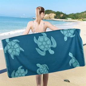 img 3 attached to 🐢 Ikfashoni Sea Turtle Beach Towel: Large Microfiber Oversized Towel for Sand-Free Bath, Travel, Outdoor, Pool, Sport, Hotel, Gym, and Spa – Blue, 31 x 60 inches